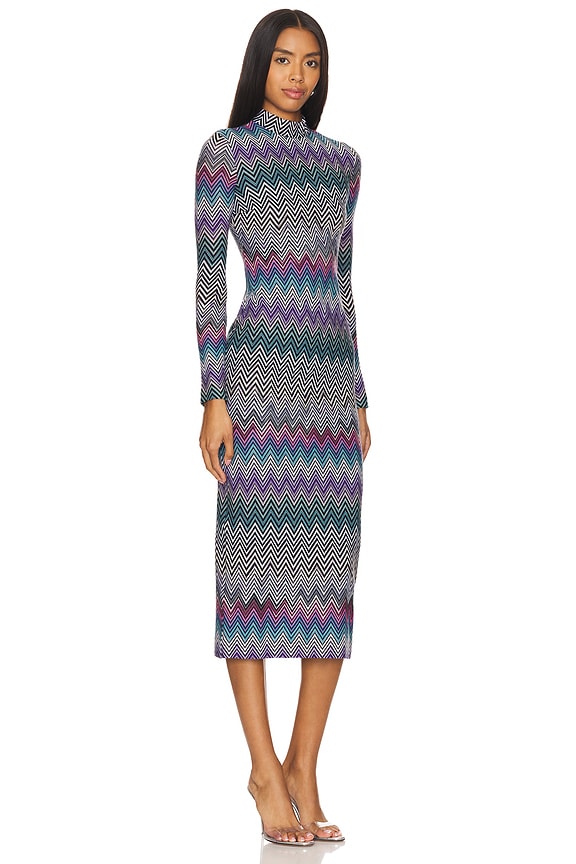 view 2 of 4 Midi Dress in Multicolor Purple, Turquoise & Pink With Dark Base