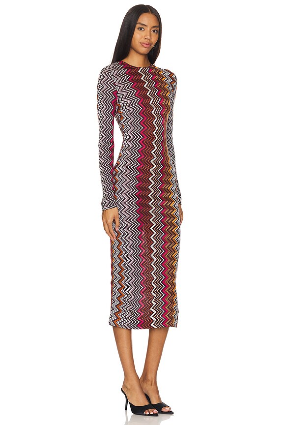 view 2 of 4 Long Dress in Multicolor Black, Pink, White, & Rust