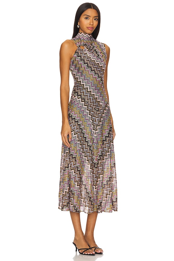 view 2 of 4 Midi Dress in Multicolor Brown, Yellow & Pink