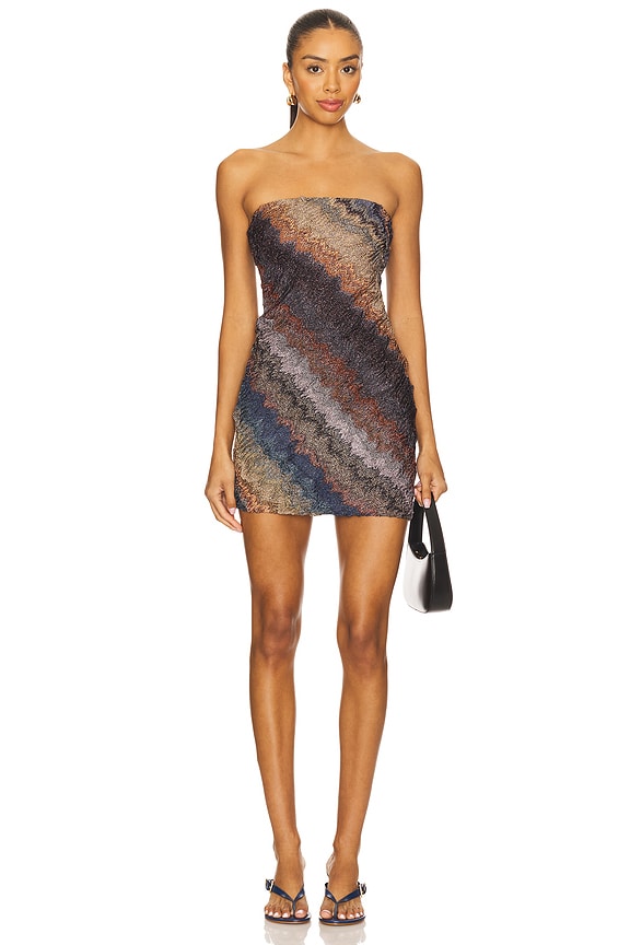 view 2 of 5 Sleeveless Short Dress in Blue Tones On Dark Base