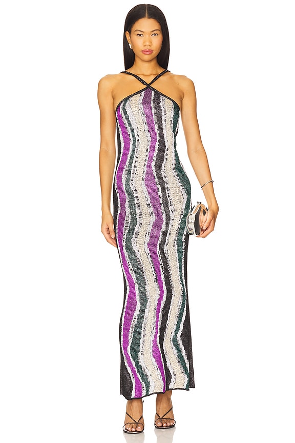 view 1 of 4 Sleeveless Long Dress in Multicolor Purple Tones