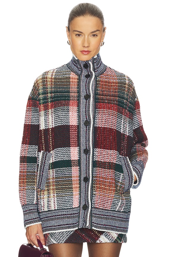 view 2 of 5 CÁRDIGAN ABOTONADO in Green & Red Tones