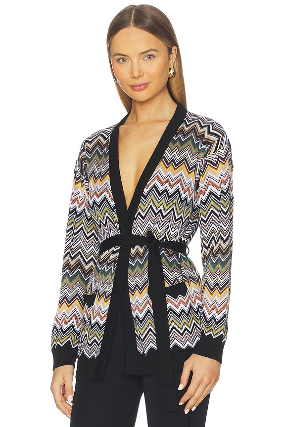 view 2 of 5 Cardigan in Multicolor Brown & Yellow Tones