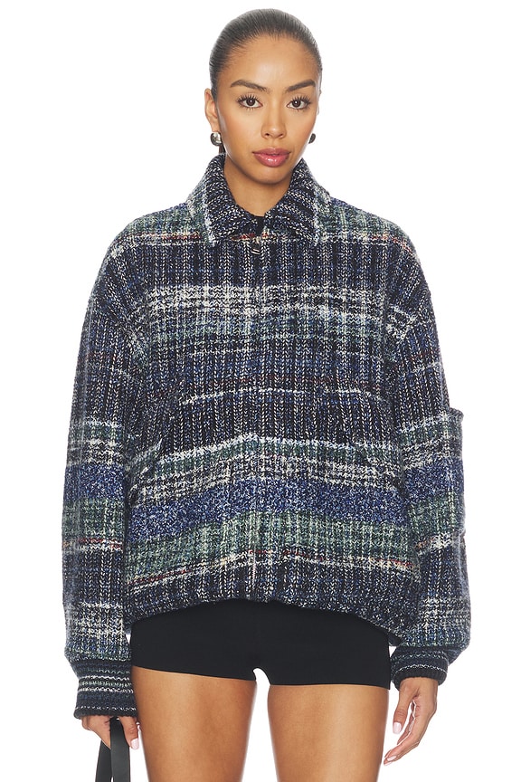 view 2 of 6 Bomber Jacket in Dark Tones On Blue Base