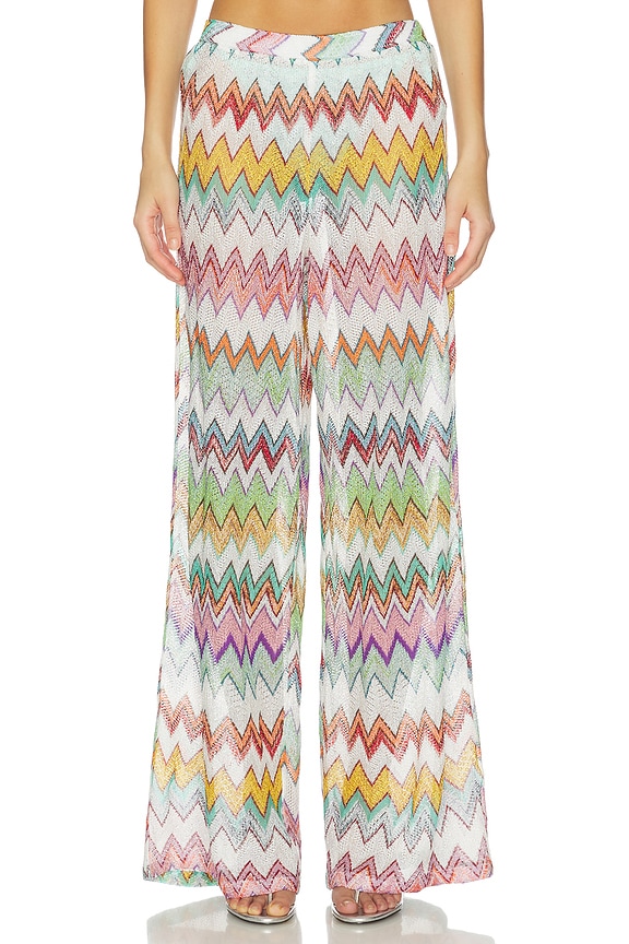 view 1 of 6 PANTALONES PATA ANCHA WIDE LEG TROUSERS in Multicolor With White Base