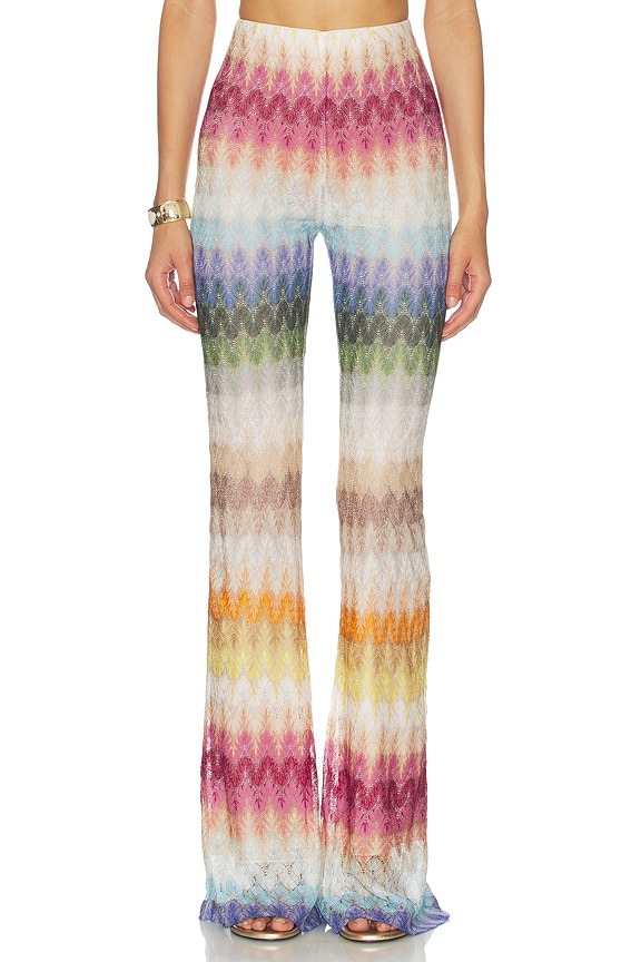 view 1 of 6 PANTALÓN CON TRABILLA TROUSERS in Multicolor Blue, Yellow & Green