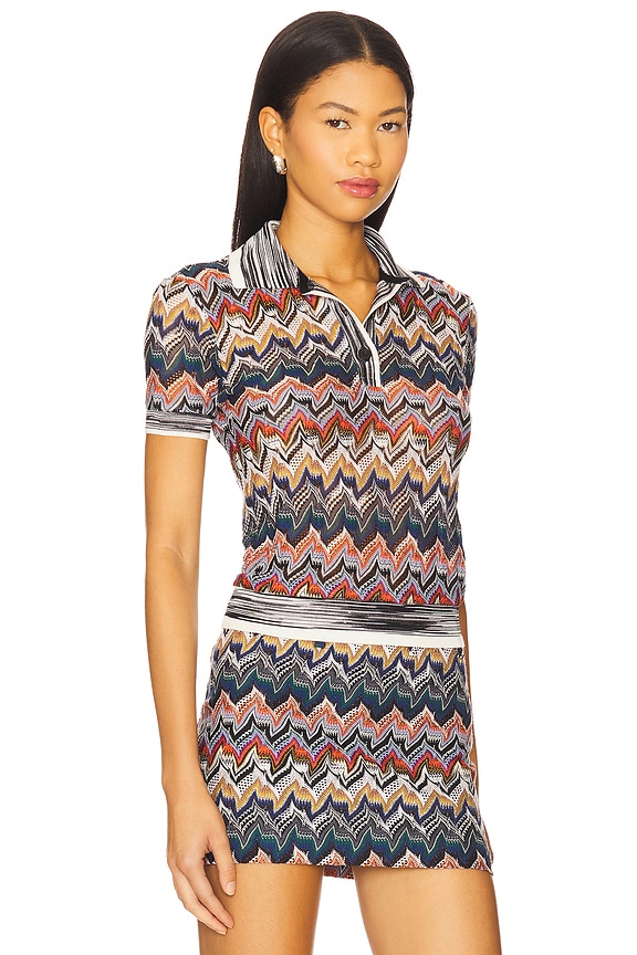 view 2 of 4 Polo Top in Multicolor Tones