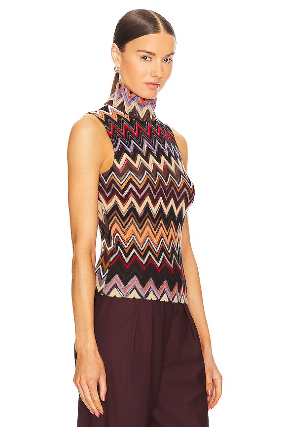 view 2 of 4 TOP CUELLO VUELTO in Multi Brown