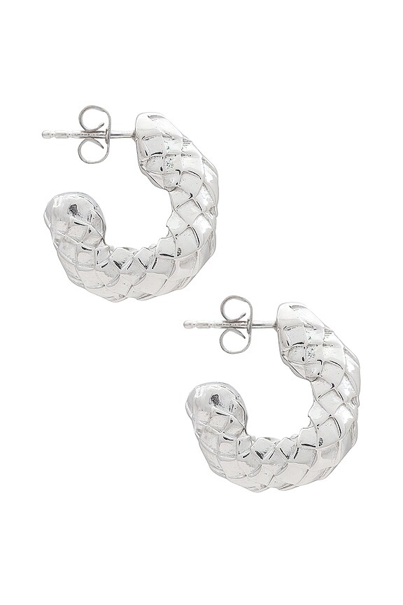 view 2 of 3 Chubby Snake Hoops in Silver