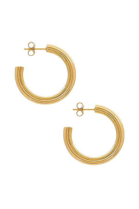 view 2 of 3 Ridge Large Hoop Earrings in Gold