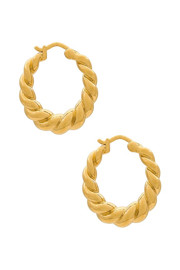 view 2 of 3 Twisted Tidal Medium Hoop Earrings in Gold