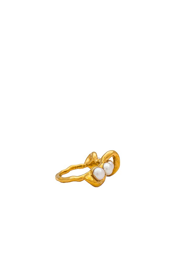 view 2 of 3 Molten Pearl Twisted Stacking Ring in Gold