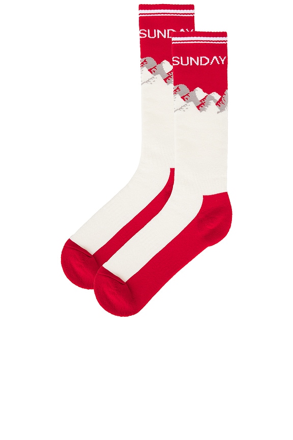 view 2 of 2 Merino Ski Socks in Red