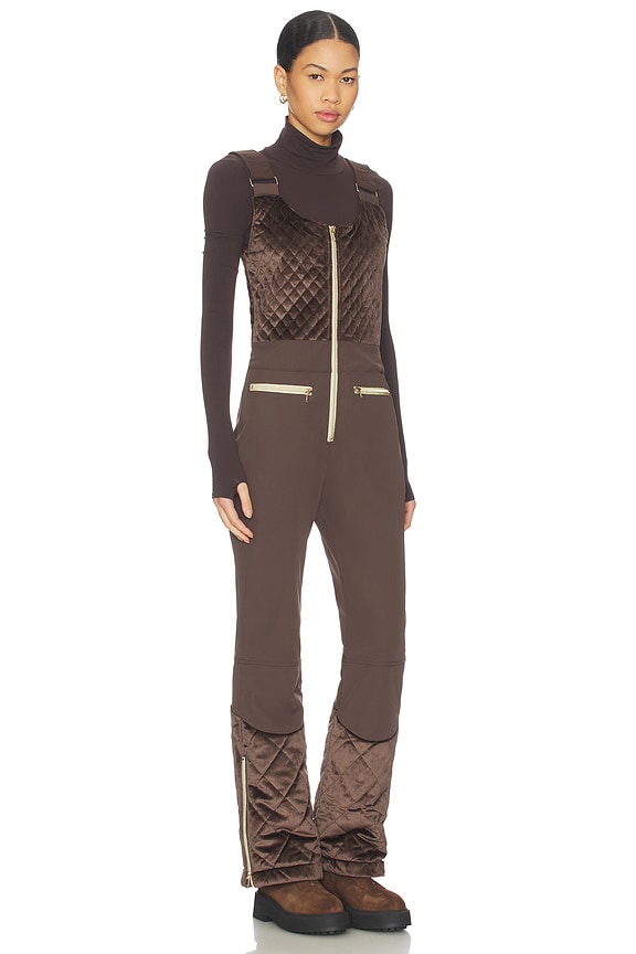 view 2 of 4 Quilted Velvet Ski Overall in Chocolate