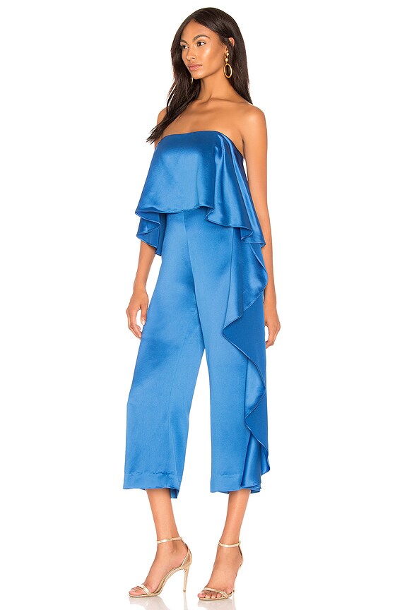 view 2 of 3 Jacqueline Cropped Ruffle Jumpsuit in Sapphire