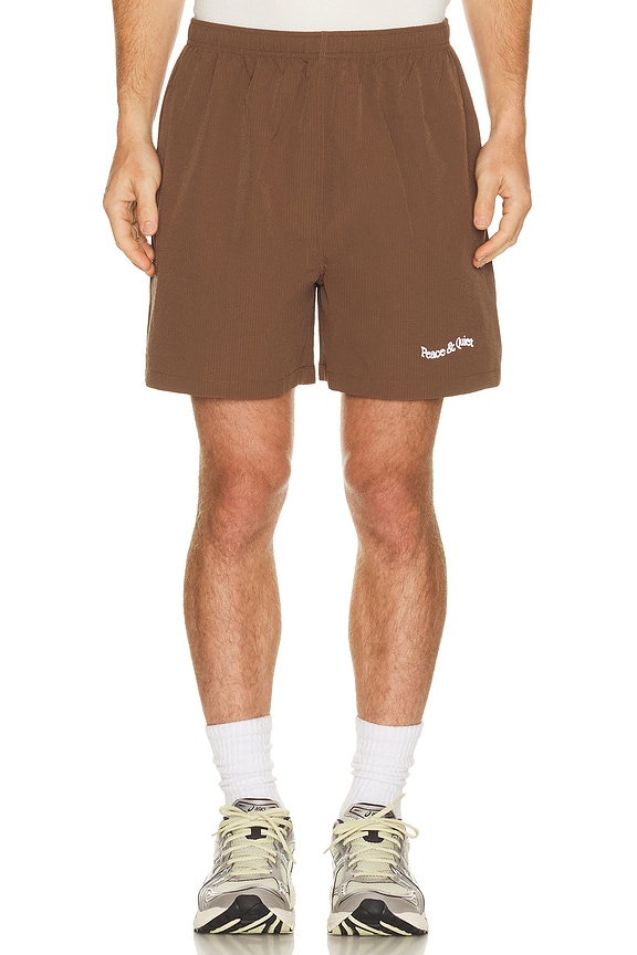view 1 of 5 Wordmark Seersucker Shorts in Brown