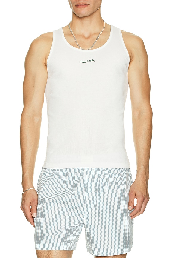 view 4 of 5 Wordmark Ribbed Tank Top in White