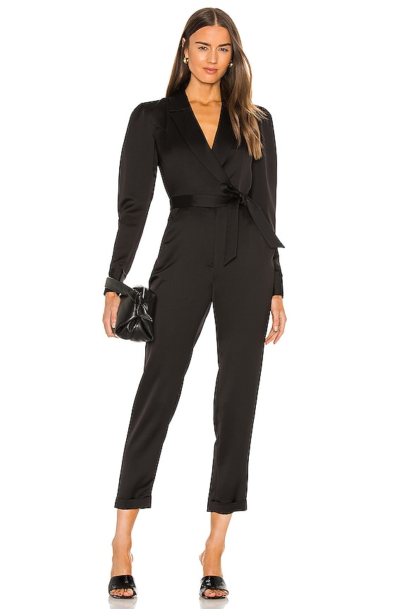 Marissa Webb Asher Satin Crepe Blazer Jumpsuit in Black | REVOLVE