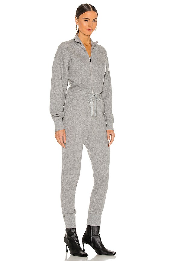 view 2 of 3 Red Eye French Terry Zip Front Jumpsuit in Heather Grey