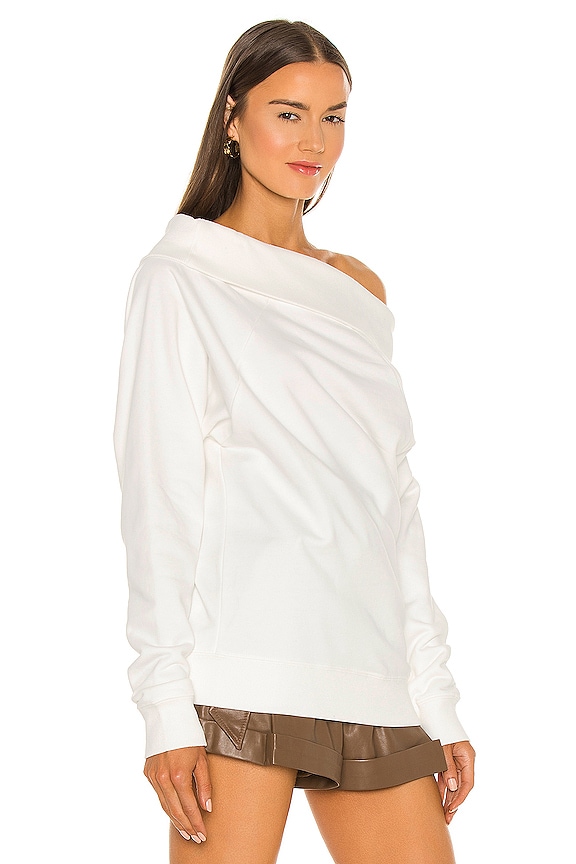 view 2 of 4 So Relaxed Off The Shoulder Plush Sweatshirt in White