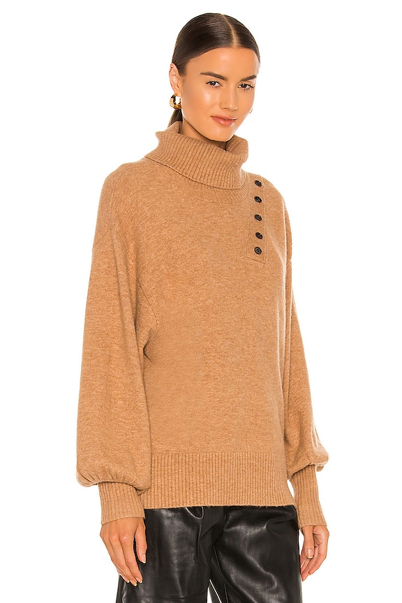 view 2 of 5 Blake Button Cashmere Blend Turtleneck Sweater in Camel