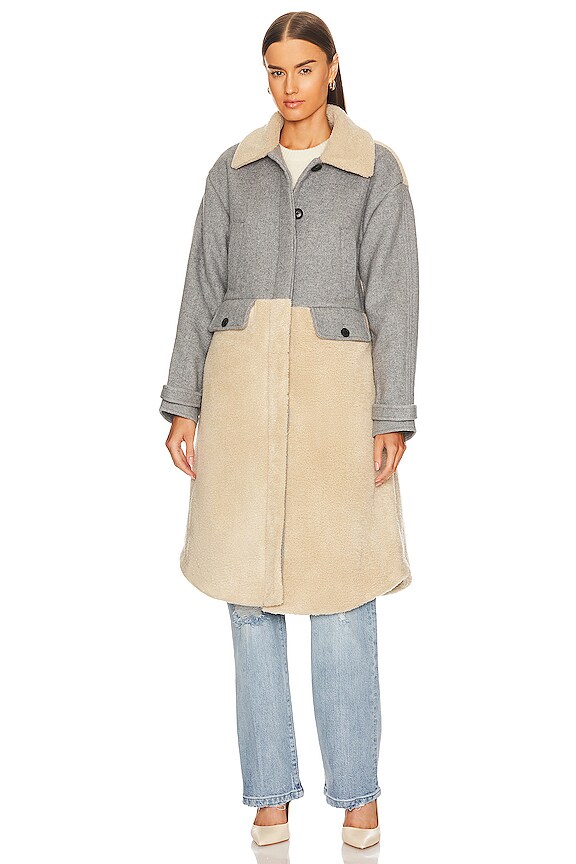 view 2 of 5 MANTEAU REESE in Grey Wool Beige Combo