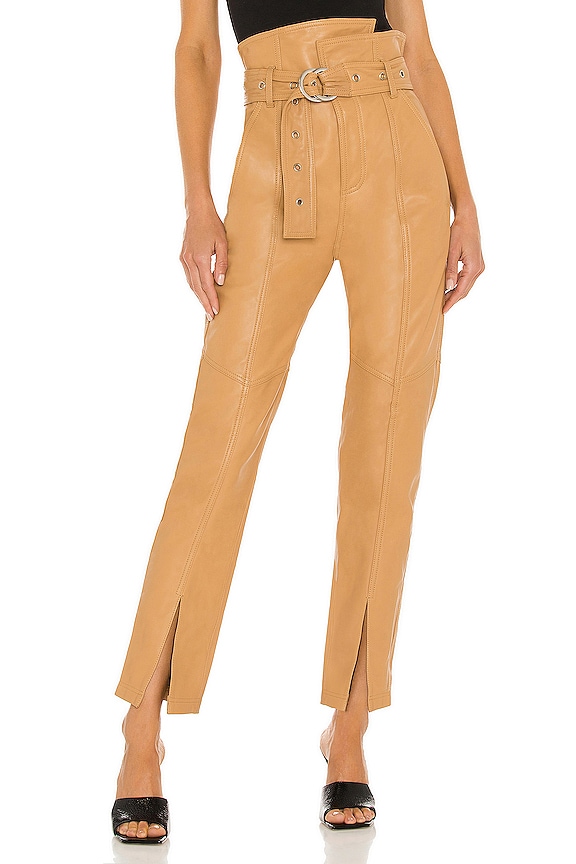 view 1 of 4 Anniston Split Hem Leather Pant in Fawn