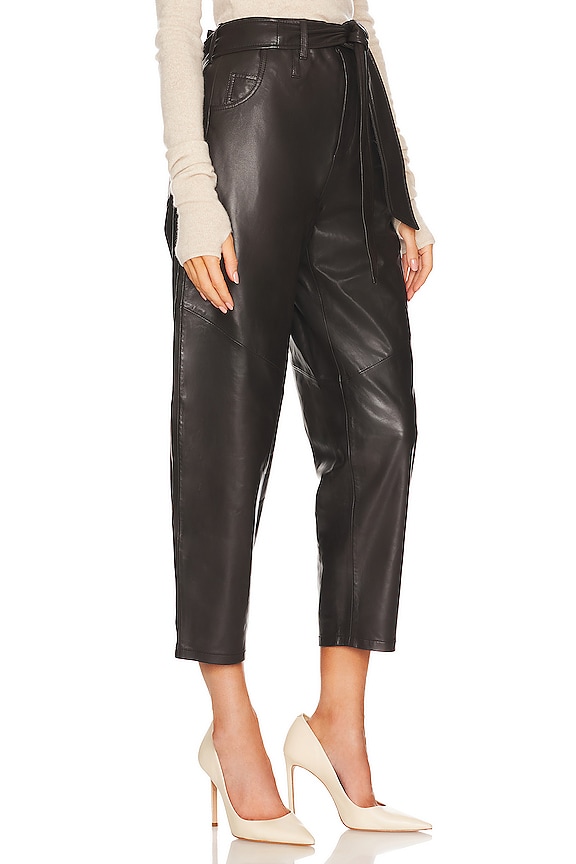 view 2 of 4 Stevie Barrel Leg Leather Pant in Chocolate