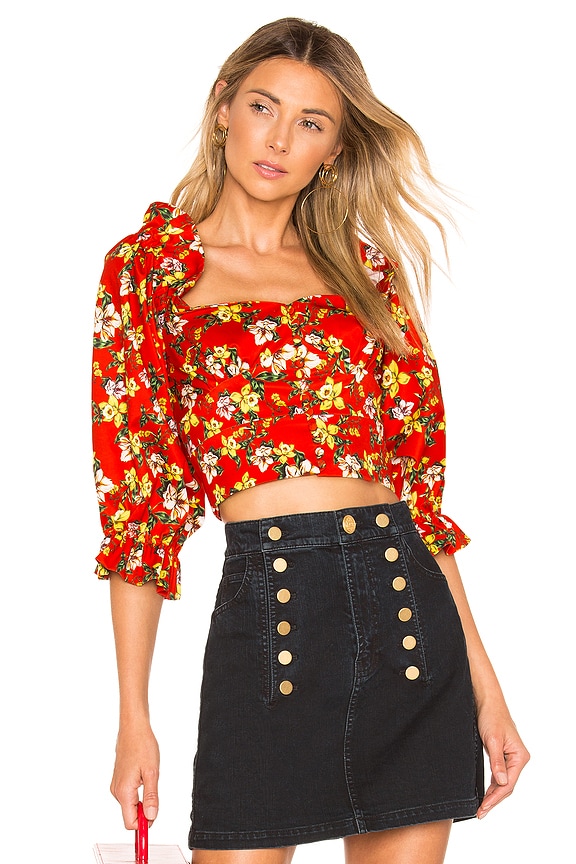 view 2 of 5 Kai Print Top in Magnolia Red