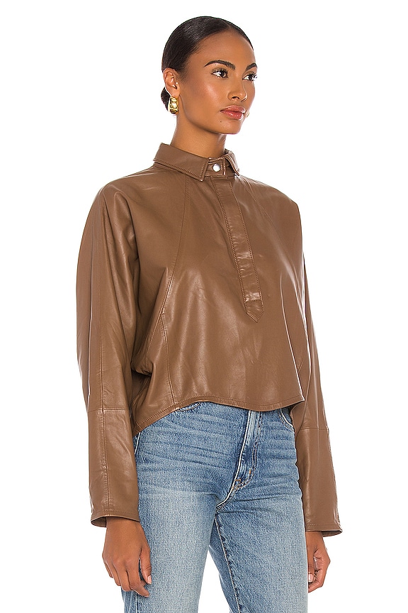 view 2 of 4 Madi Leather Tunic Top in Cognac