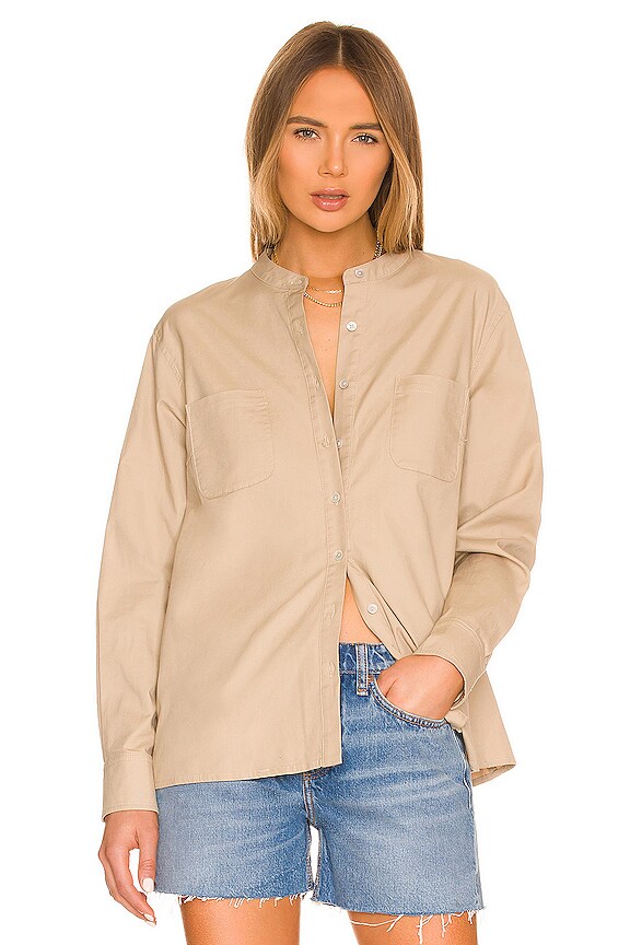 view 2 of 5 Lennox Canvas Tie-Back Button Down in Sandshell