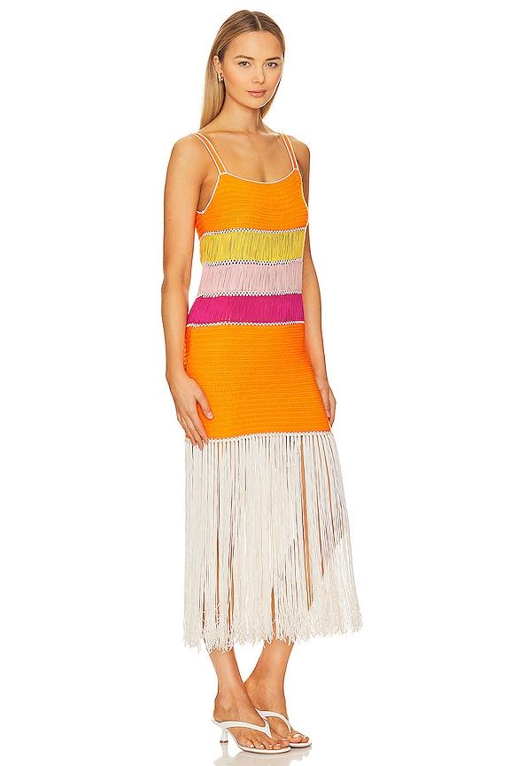 view 2 of 3 VESTIDO MIDI CON FLECOS DE CROCHET in Multi