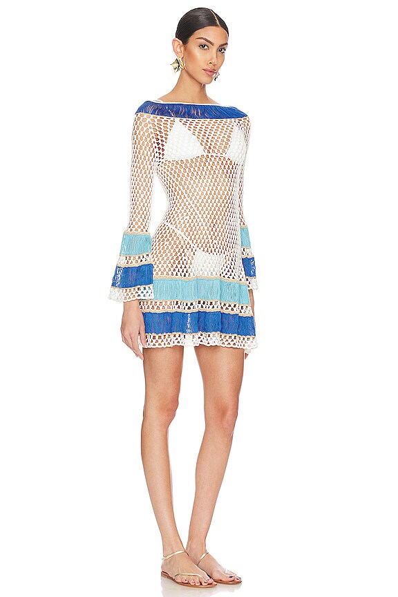 view 2 of 4 ROBE MINI CROCHET LONG SLEEVE in Snow White