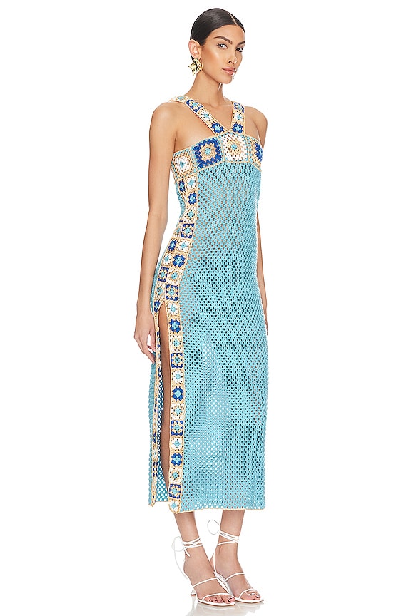 view 2 of 4 Patchwork Crochet Midi Dress in Malibu Blue