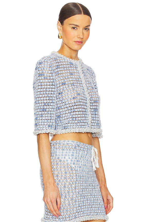 view 2 of 5 Galia Crop Sweater in Blue & White