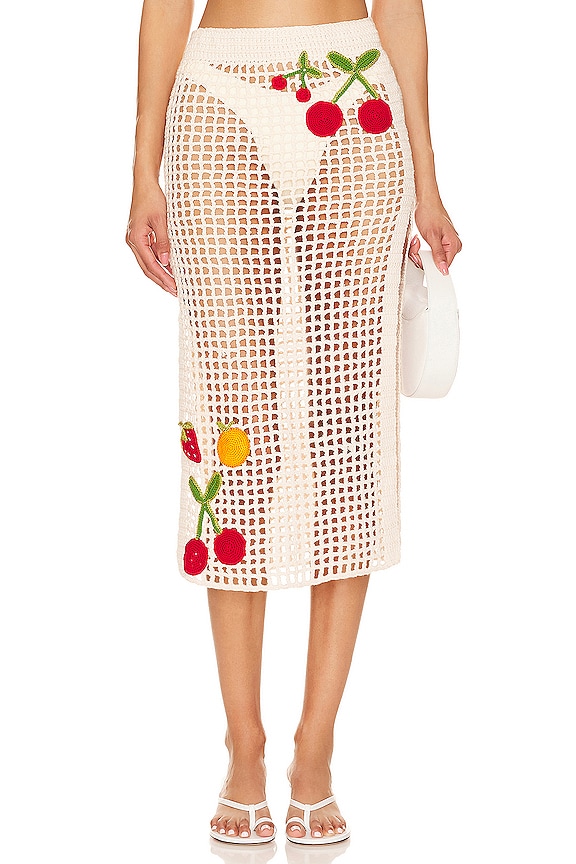 view 2 of 7 크로셰 미디 스커트 in Natural