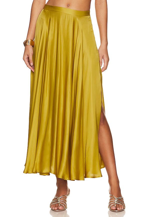 view 1 of 4 High Slit Circle Skirt in Antique Moss
