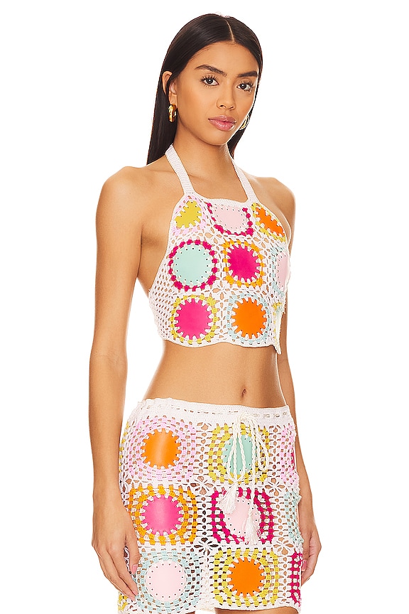 view 2 of 5 TOP CROPPED MAILLE CROCHET in Multi