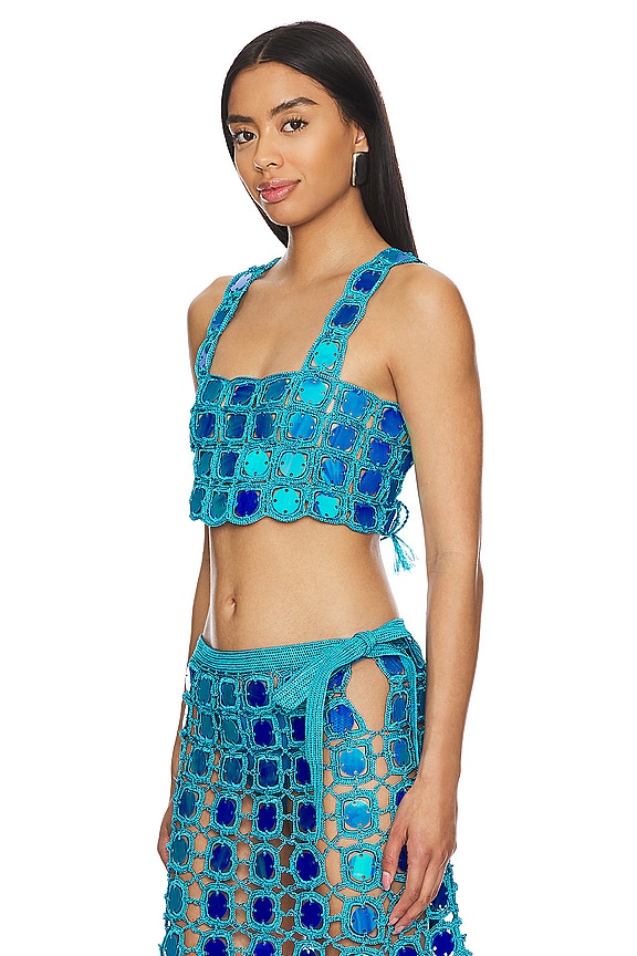 view 2 of 4 Sequin Crop Top in Blue Shimmer