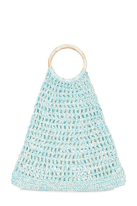 view 2 of 4 BOLSA CON ASA DE HUESO TWO TONES HAND CROCHET in Malibu Blue