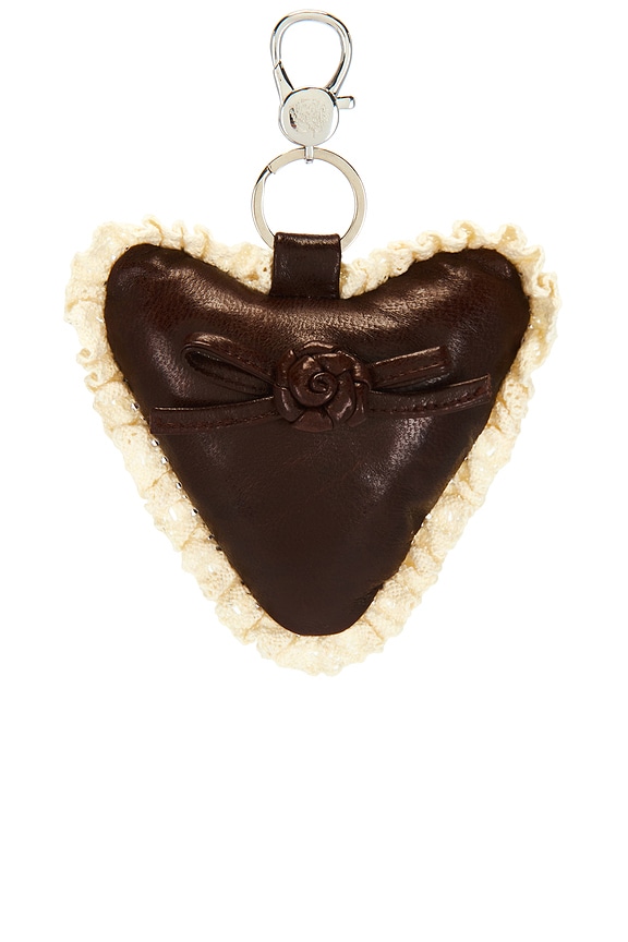 view 1 of 6 Rosette Heart Keychain in Saddle