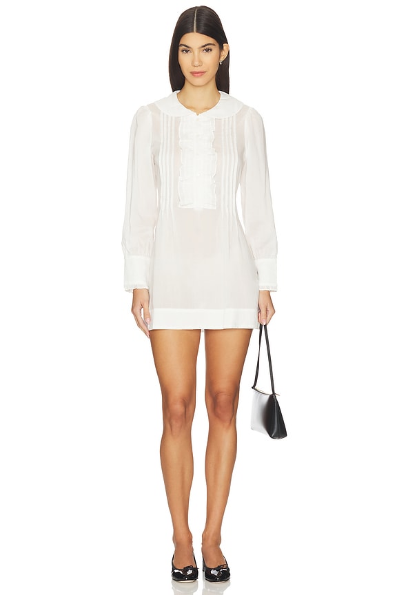 view 2 of 5 ROBE RUFFLE PLACKET in White