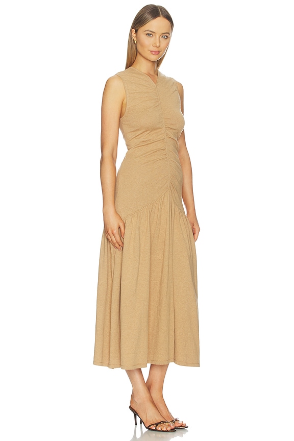 view 2 of 3 Cotton Cashmere Long Ruched Dress in Raffia