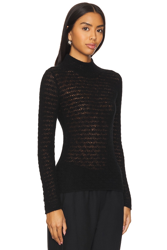 view 2 of 4 Lightweight Cashmere Pointelle Turtleneck in Black