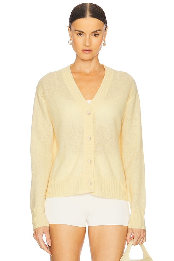 view 2 of 5 Featherweight Cashmere Cardigan in Pale Yellow