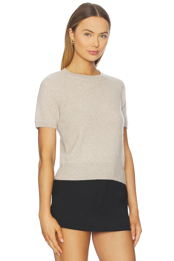 view 2 of 4 Cashmere Short Sleeve Cropped Pullover in Oat