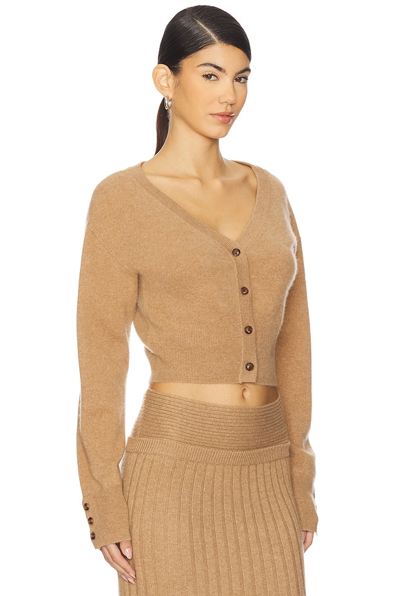 view 2 of 4 Cashmere Cinched Waist Cardigan in Heathered Camel