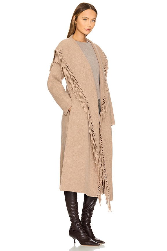 view 2 of 3 Wool Fringe Coat in Heathered Brown