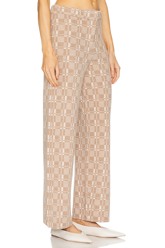 view 2 of 6 Luxe Plaid Jacquard Wide Leg Trouser in Beige Combo