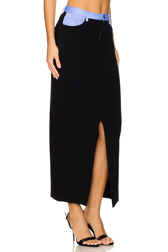 view 2 of 6 Cotton Cashmere Mixed Media Midi Skirt in Black